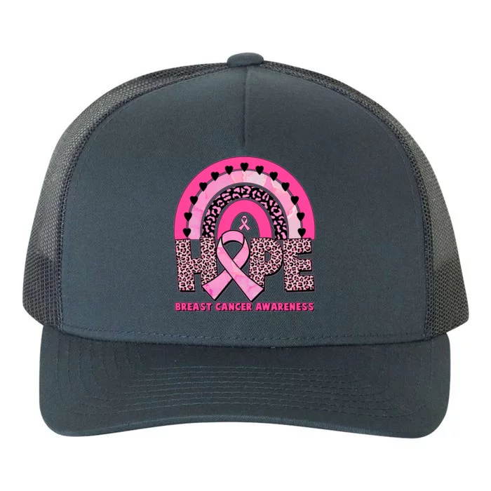 Breast Cancer Awareness Pink Leopard Print Rainbow Yupoong Adult 5-Panel Trucker Hat