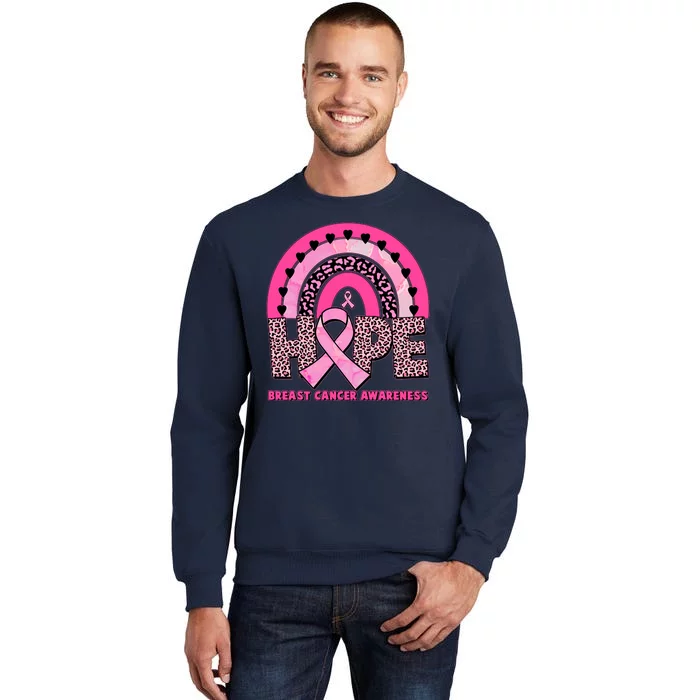 Breast Cancer Awareness Pink Leopard Print Rainbow Sweatshirt