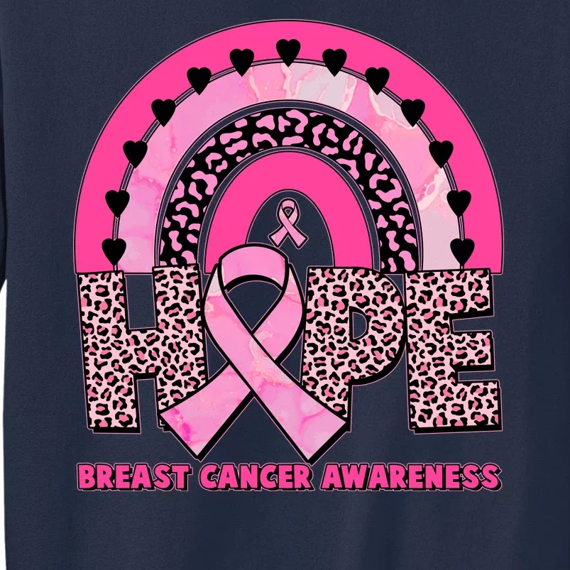 Breast Cancer Awareness Pink Leopard Print Rainbow Sweatshirt