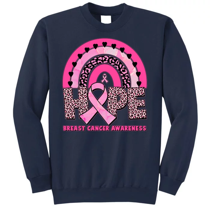 Breast Cancer Awareness Pink Leopard Print Rainbow Sweatshirt