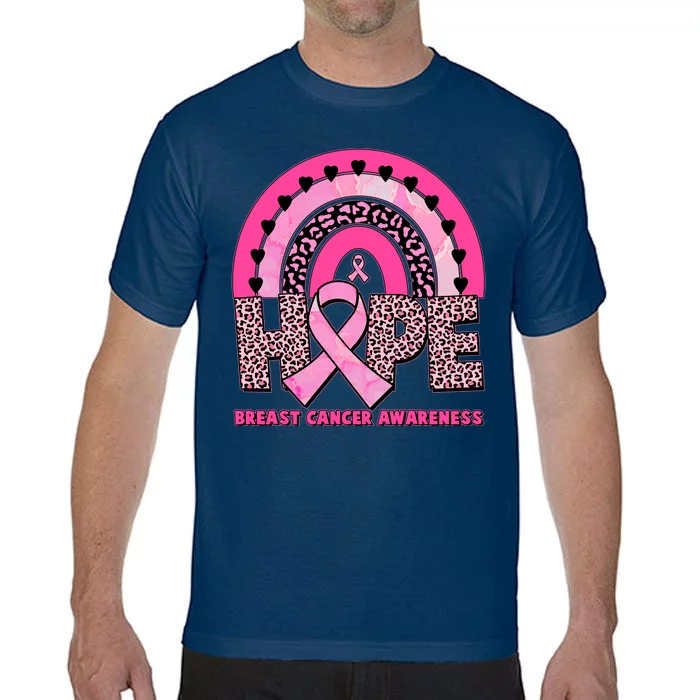 Breast Cancer Awareness Pink Leopard Print Rainbow Comfort Colors T-Shirt