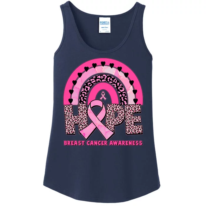 Breast Cancer Awareness Pink Leopard Print Rainbow Ladies Essential Tank