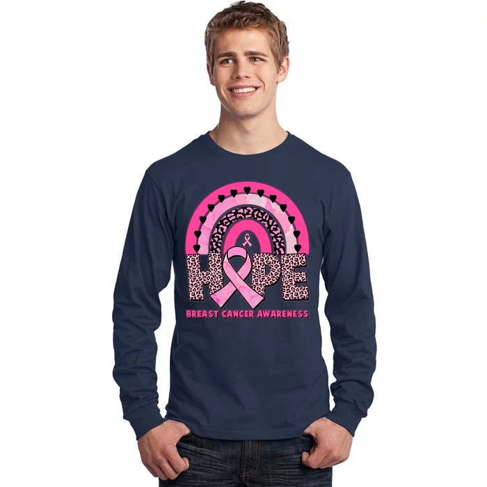 Breast Cancer Awareness Pink Leopard Print Rainbow Tall Long Sleeve T-Shirt