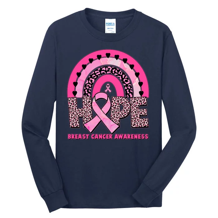 Breast Cancer Awareness Pink Leopard Print Rainbow Tall Long Sleeve T-Shirt