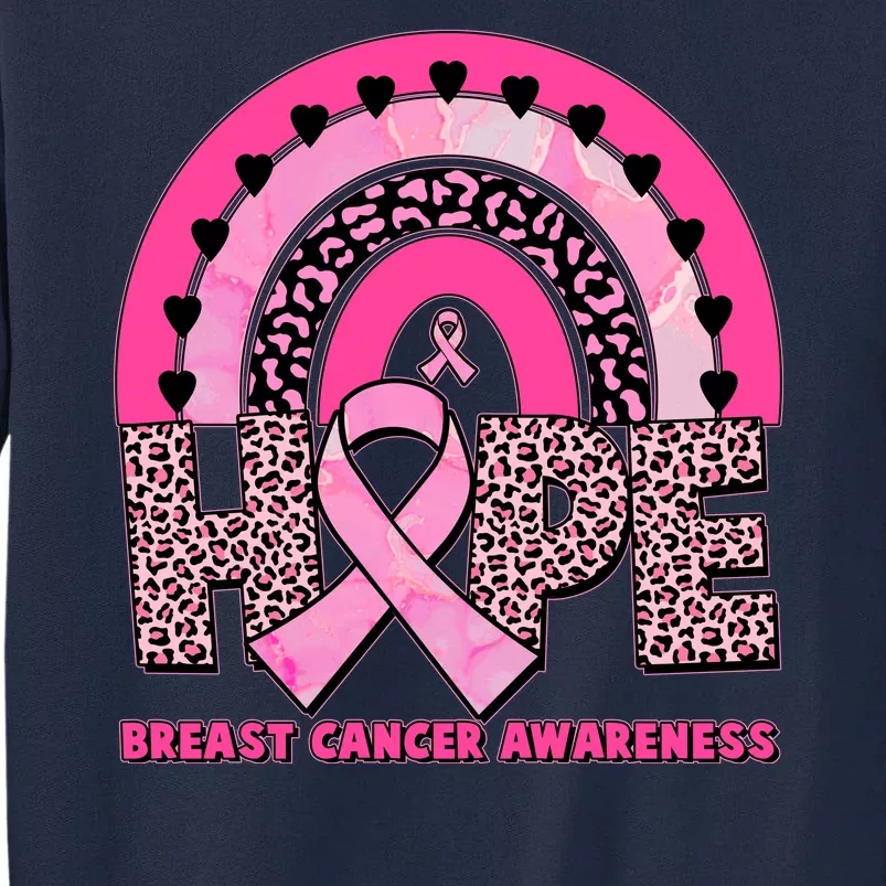 Breast Cancer Awareness Pink Leopard Print Rainbow Tall Sweatshirt