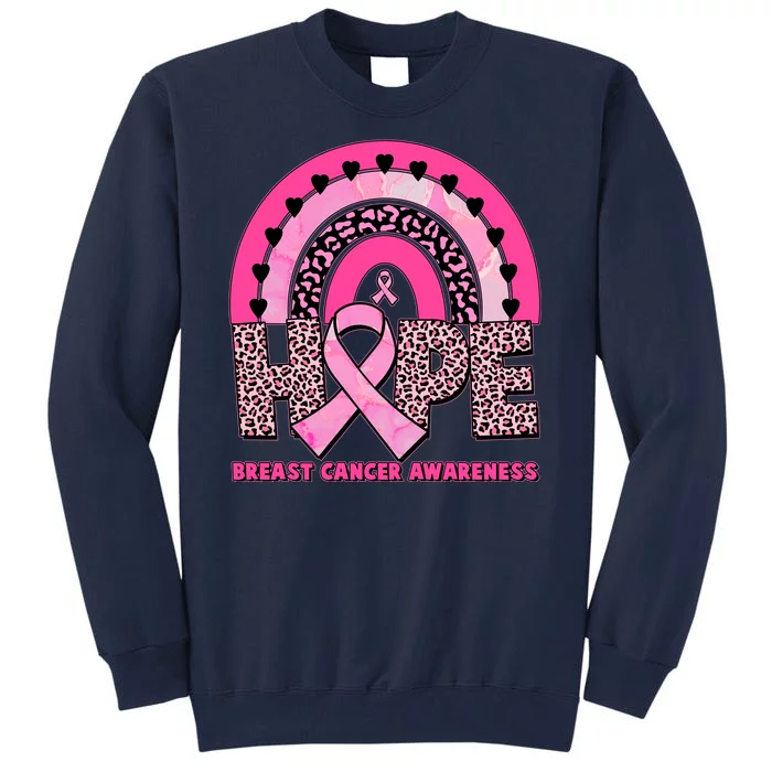 Breast Cancer Awareness Pink Leopard Print Rainbow Tall Sweatshirt