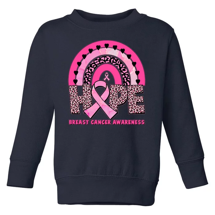 Breast Cancer Awareness Pink Leopard Print Rainbow Toddler Sweatshirt