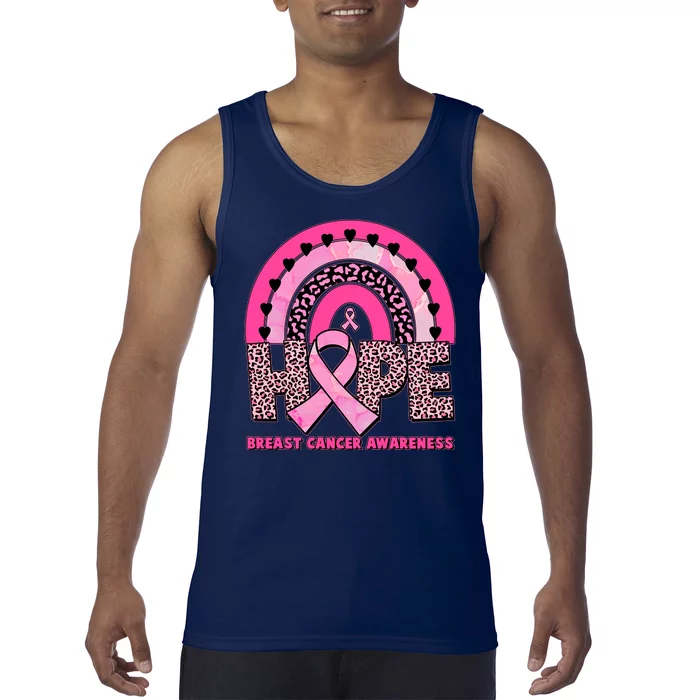 Breast Cancer Awareness Pink Leopard Print Rainbow Tank Top