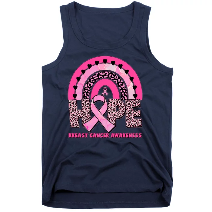 Breast Cancer Awareness Pink Leopard Print Rainbow Tank Top