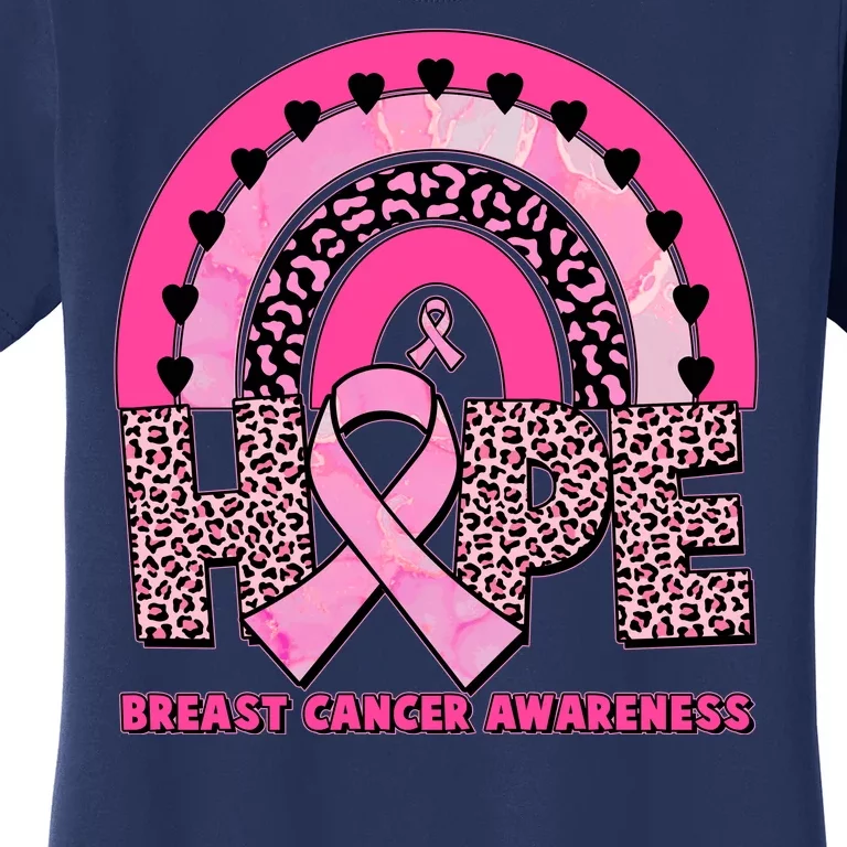 Breast Cancer Awareness Pink Leopard Print Rainbow Women's T-Shirt