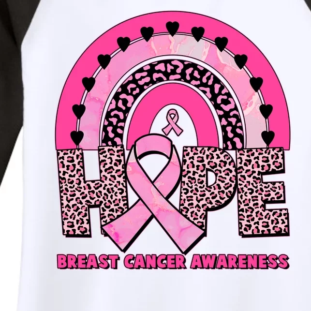 Breast Cancer Awareness Pink Leopard Print Rainbow Women's Tri-Blend 3/4-Sleeve Raglan Shirt