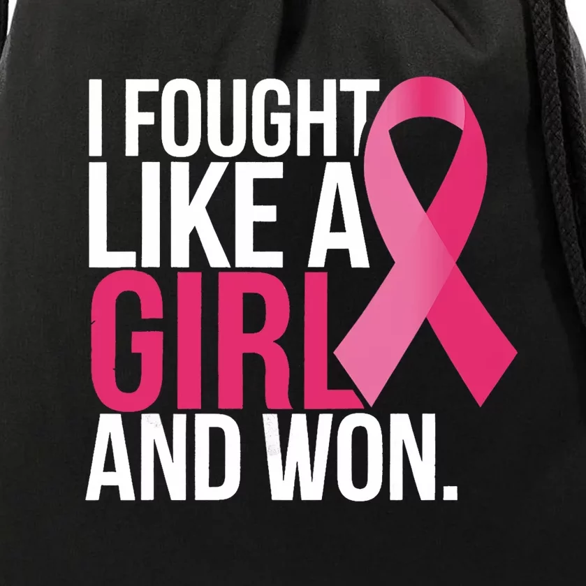 Breast Cancer Awareness I Fought Like A Girl And Won Drawstring Bag