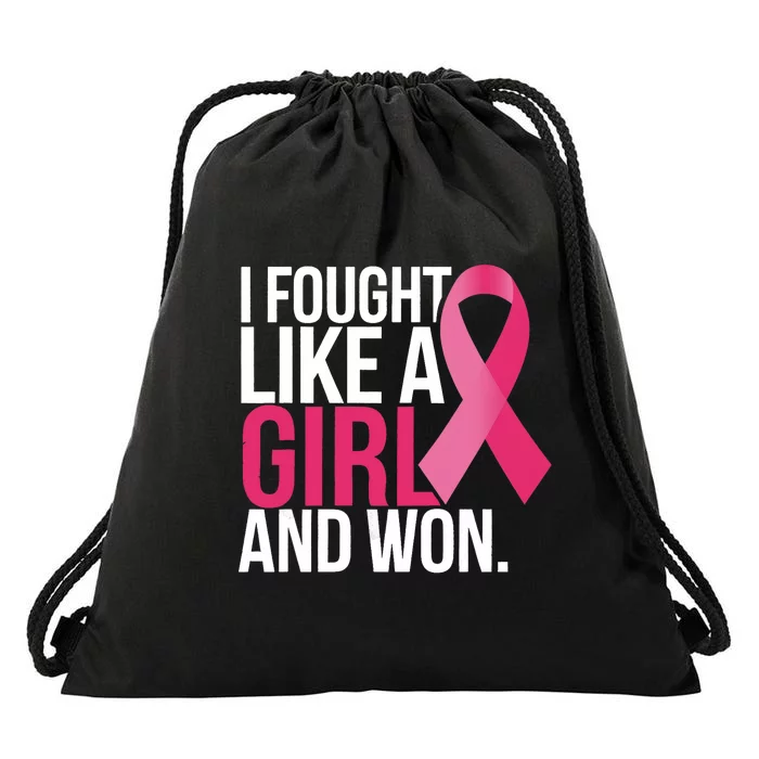 Breast Cancer Awareness I Fought Like A Girl And Won Drawstring Bag