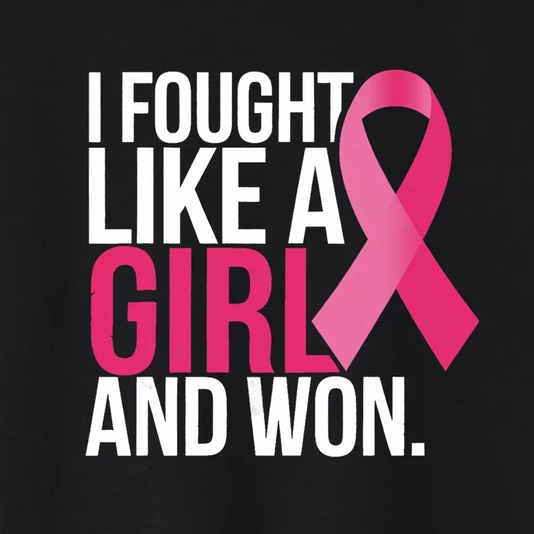 Breast Cancer Awareness I Fought Like A Girl And Won Women's Crop Top Tee