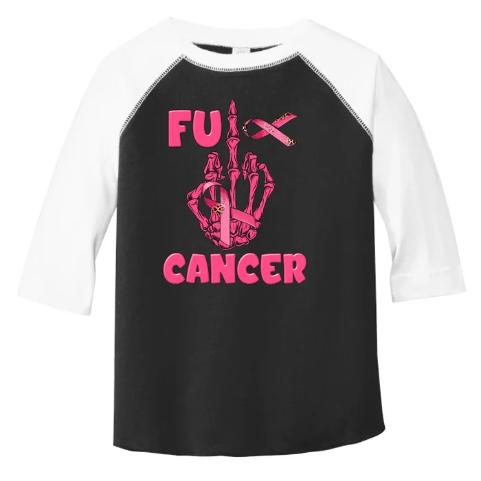 Breast Cancer Awareness Fu Cancer Skeleton Middle Finger Pink Ribbon Toddler Fine Jersey T-Shirt