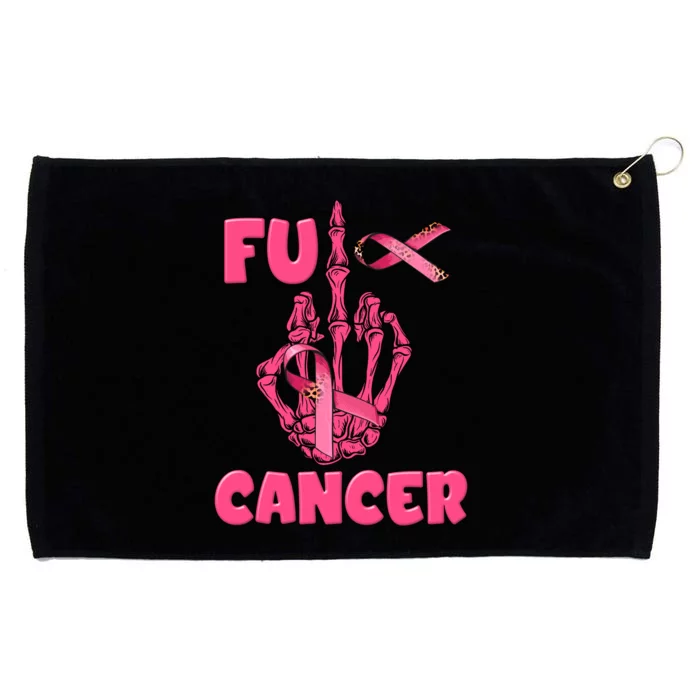 Breast Cancer Awareness Fu Cancer Skeleton Middle Finger Pink Ribbon Grommeted Golf Towel