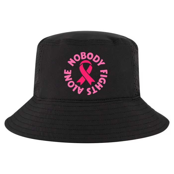 Breast Cancer Awareness Nobody Fights Alone Funny Pink Ribbon Gift Cool Comfort Performance Bucket Hat