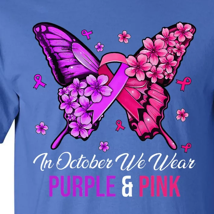 Breast Cancer And Domestic Violence Awareness Butterfly Tall T-Shirt