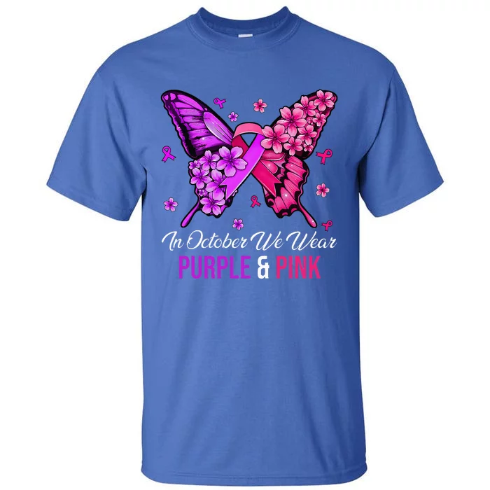 Breast Cancer And Domestic Violence Awareness Butterfly Tall T-Shirt