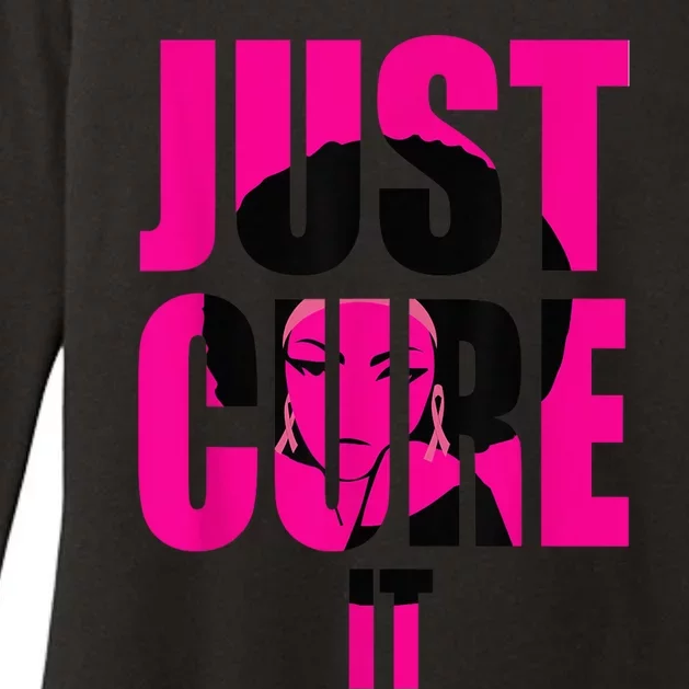 Breast Cancer Awareness Shirt Just Cure It Pink Ribbon Tee Womens CVC Long Sleeve Shirt