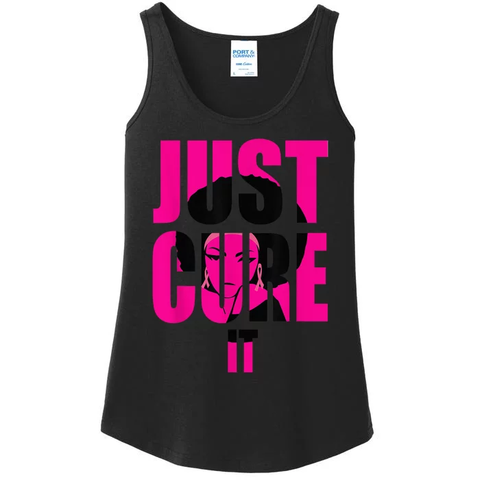 Breast Cancer Awareness Shirt Just Cure It Pink Ribbon Tee Ladies Essential Tank