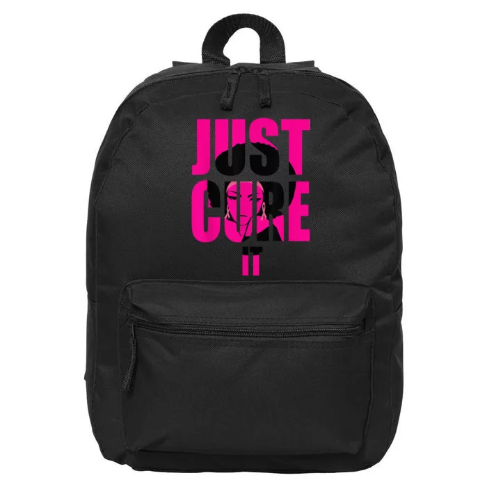 Breast Cancer Awareness Shirt Just Cure It Pink Ribbon Tee 16 in Basic Backpack