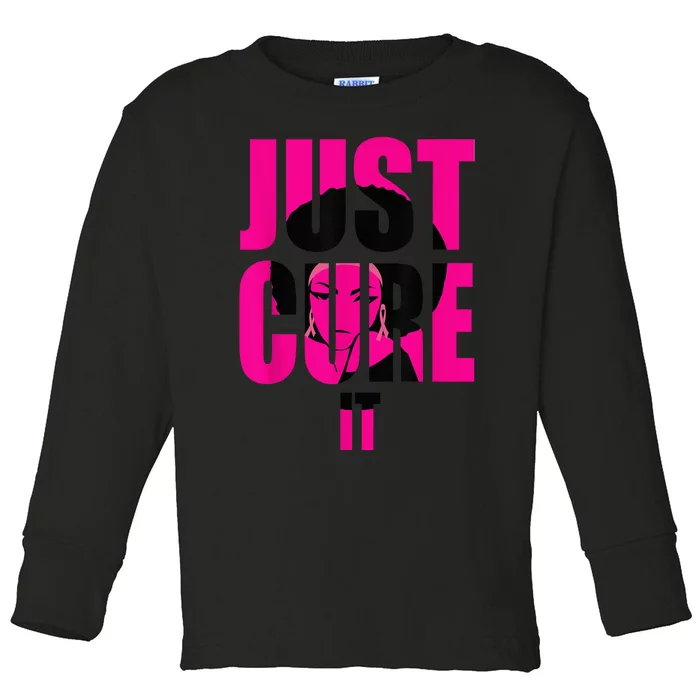 Breast Cancer Awareness Shirt Just Cure It Pink Ribbon Tee Toddler Long Sleeve Shirt