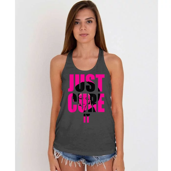 Breast Cancer Awareness Shirt Just Cure It Pink Ribbon Tee Women's Knotted Racerback Tank