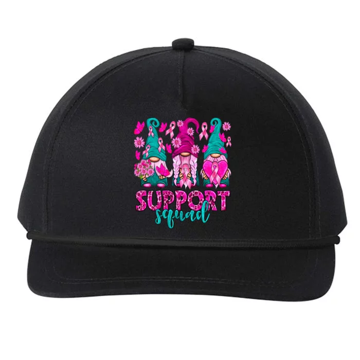 Breast Cancer Awareness Gnomes Support Squad Snapback Five-Panel Rope Hat