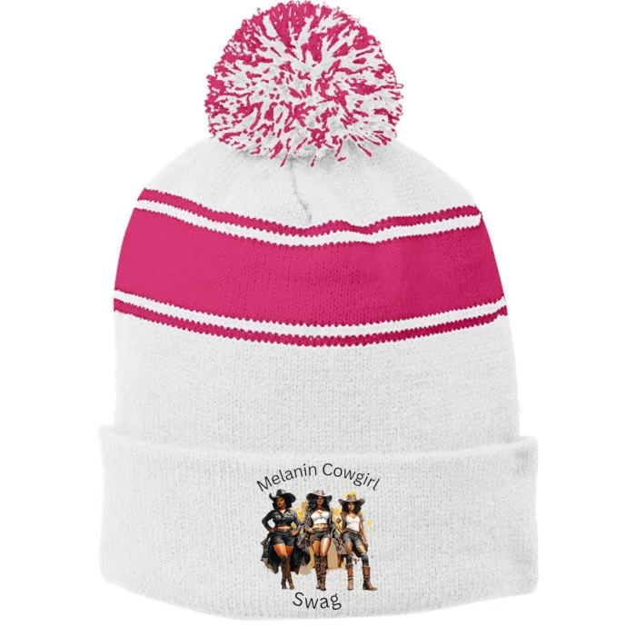 Black Cowgirls African American Texas Girl Stripe Pom Pom Beanie