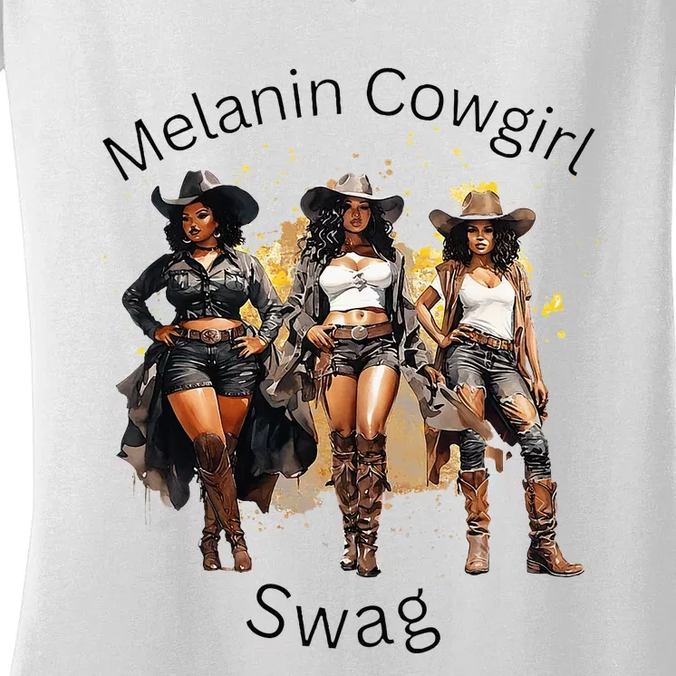 Black Cowgirls African American Texas Girl Women's V-Neck T-Shirt