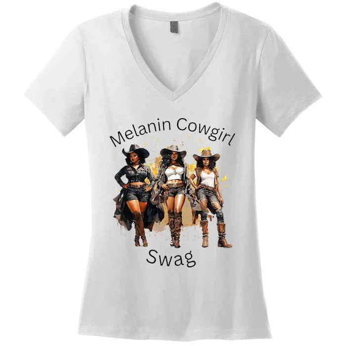 Black Cowgirls African American Texas Girl Women's V-Neck T-Shirt