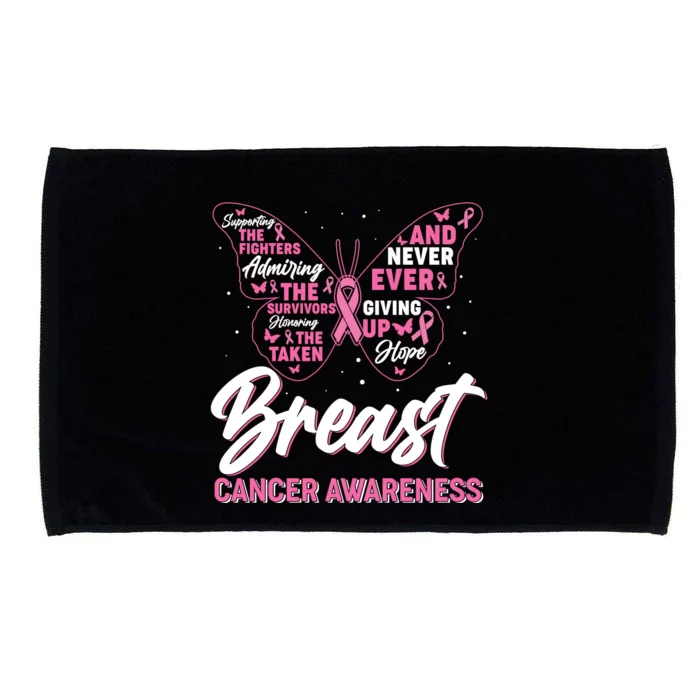 Breast Cancer Awareness Butterfly Microfiber Hand Towel