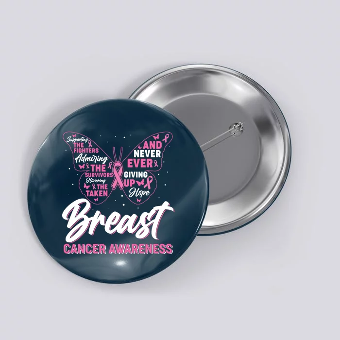 Breast Cancer Awareness Butterfly Button