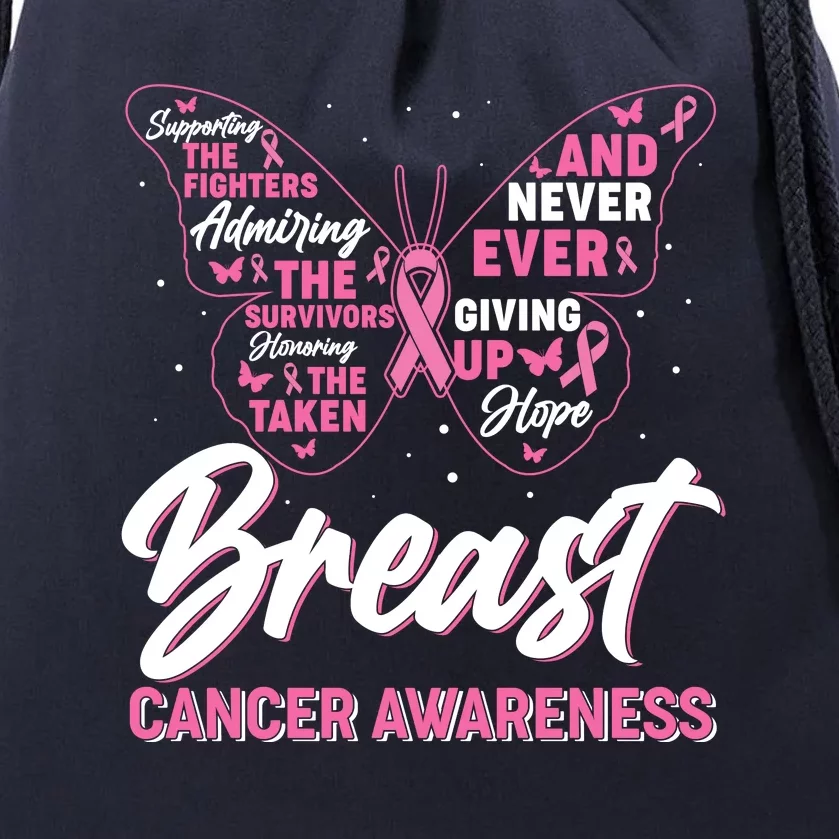 Breast Cancer Awareness Butterfly Drawstring Bag