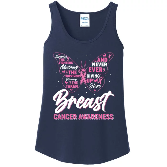 Breast Cancer Awareness Butterfly Ladies Essential Tank