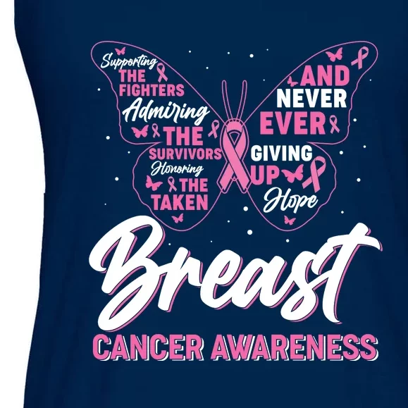 Breast Cancer Awareness Butterfly Ladies Essential Flowy Tank