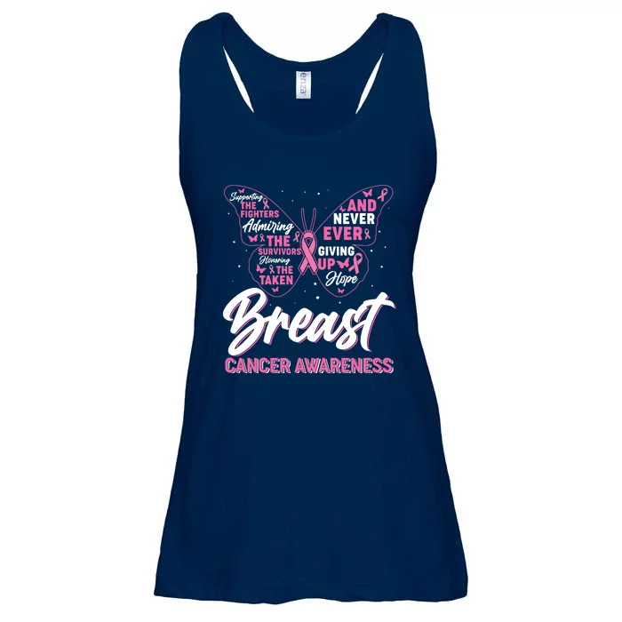 Breast Cancer Awareness Butterfly Ladies Essential Flowy Tank