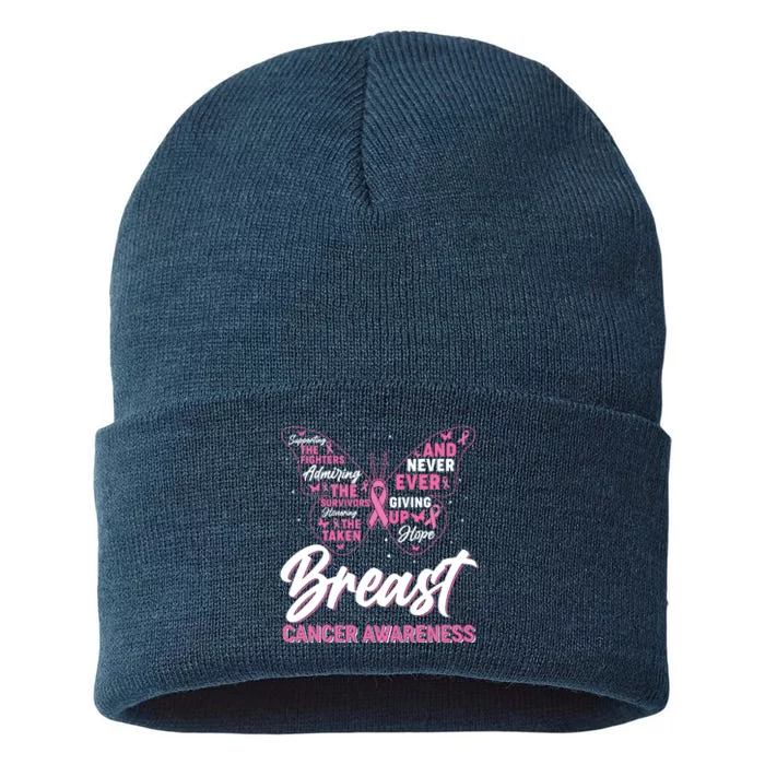 Breast Cancer Awareness Butterfly Sustainable Knit Beanie