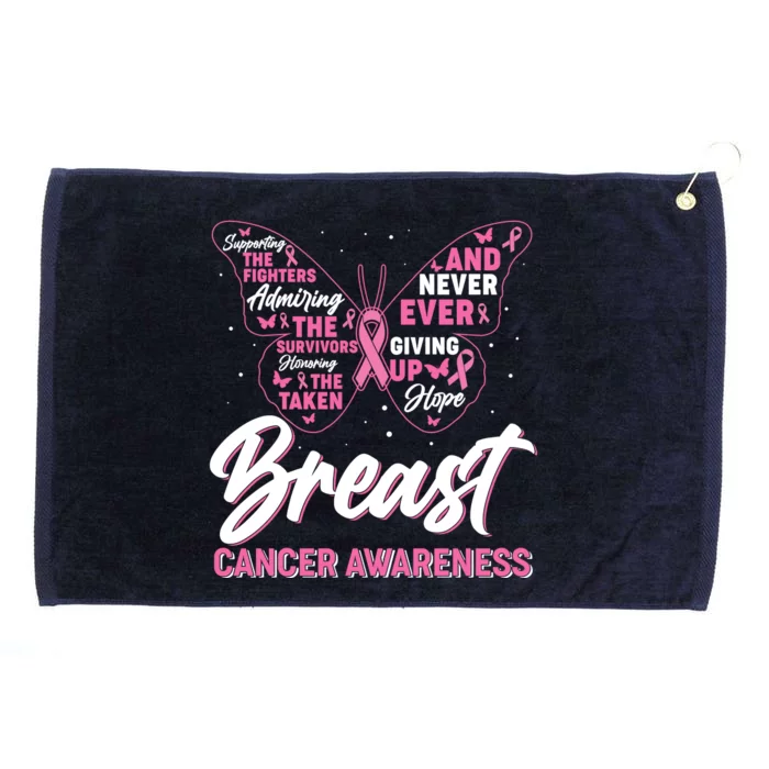 Breast Cancer Awareness Butterfly Grommeted Golf Towel