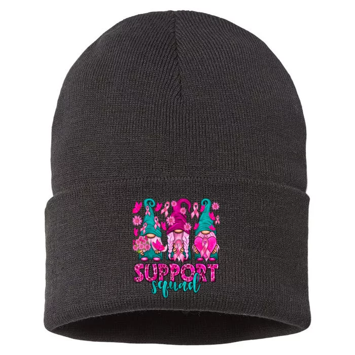 Breast Cancer Awareness Gnomes Support Squad Sustainable Knit Beanie