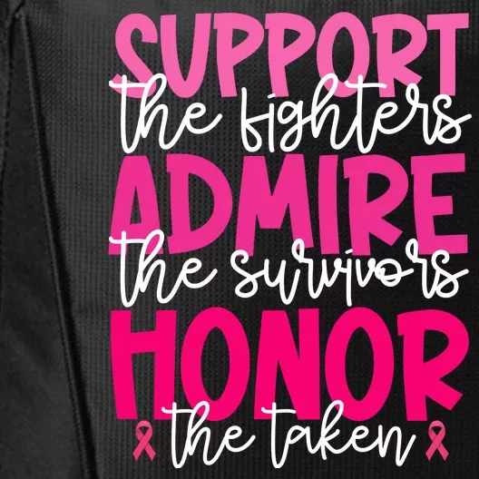 Breast Cancer Awareness Support Admire Honor Ribbon City Backpack