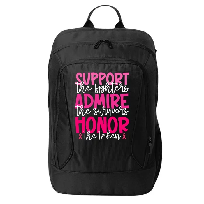 Breast Cancer Awareness Support Admire Honor Ribbon City Backpack