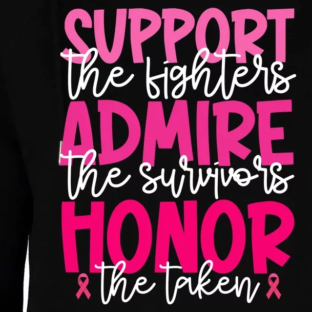 Breast Cancer Awareness Support Admire Honor Ribbon Womens Funnel Neck Pullover Hood