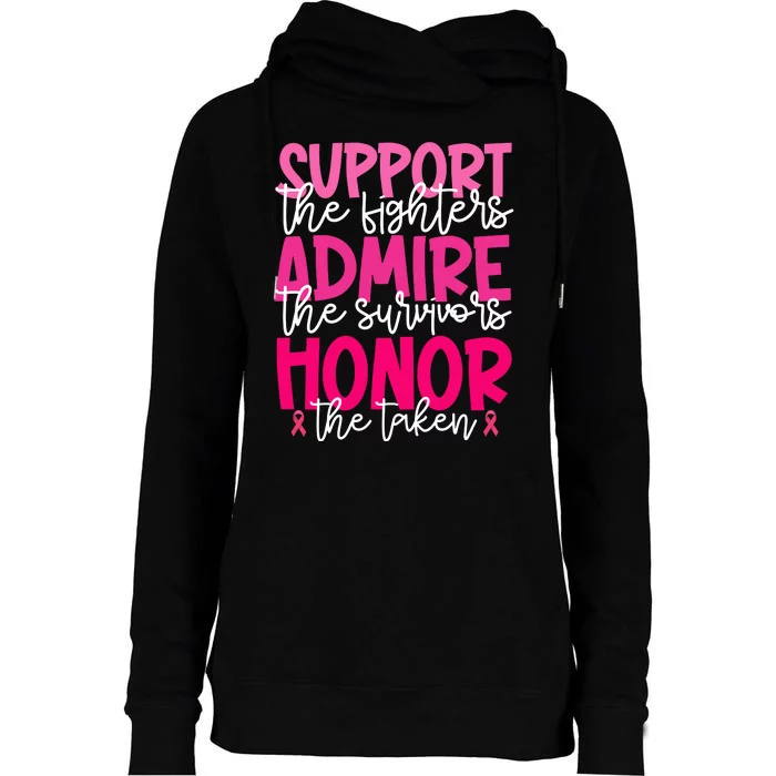 Breast Cancer Awareness Support Admire Honor Ribbon Womens Funnel Neck Pullover Hood