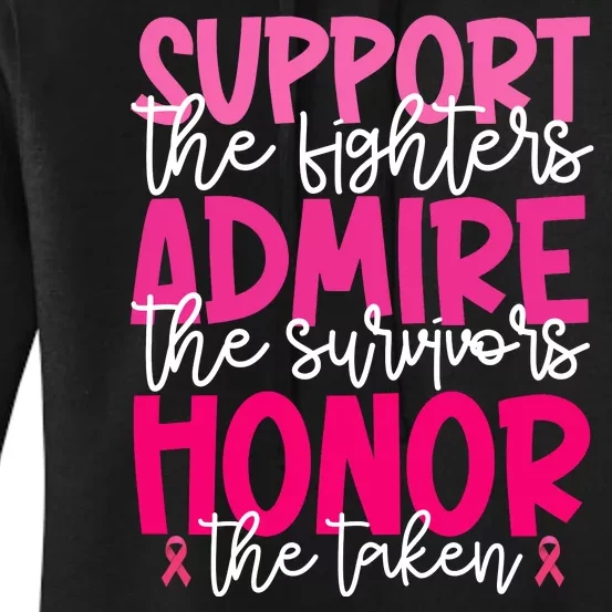 Breast Cancer Awareness Support Admire Honor Ribbon Women's Pullover Hoodie