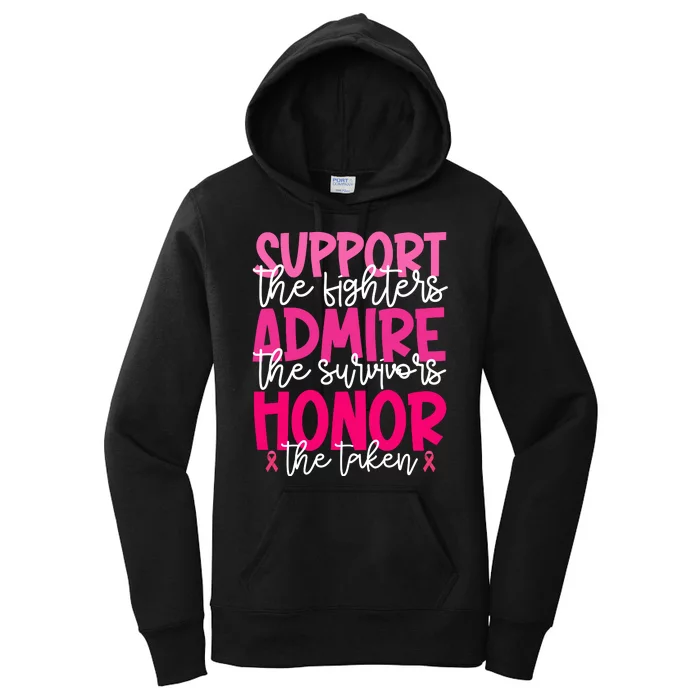 Breast Cancer Awareness Support Admire Honor Ribbon Women's Pullover Hoodie