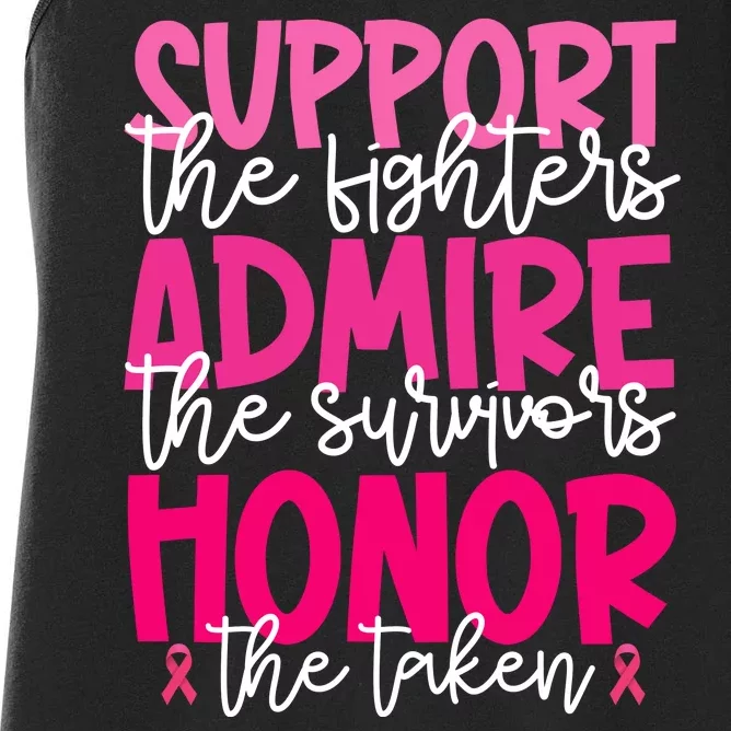 Breast Cancer Awareness Support Admire Honor Ribbon Women's Racerback Tank