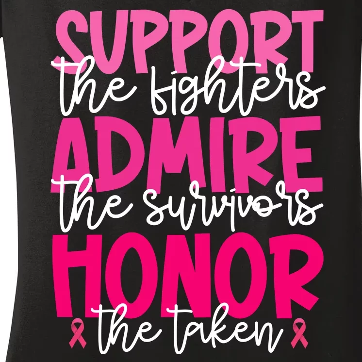 Breast Cancer Awareness Support Admire Honor Ribbon Women's V-Neck T-Shirt