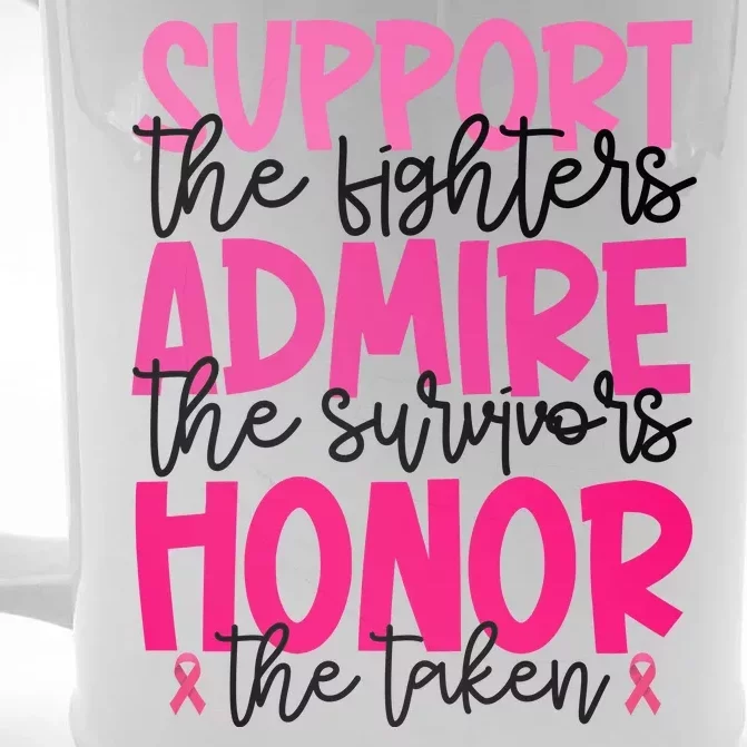 Breast Cancer Awareness Support Admire Honor Ribbon Front & Back Beer Stein